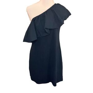 a new day Black Ruffled One-Shoulder Dress Prom Hoco Size M Cotton Casual Formal